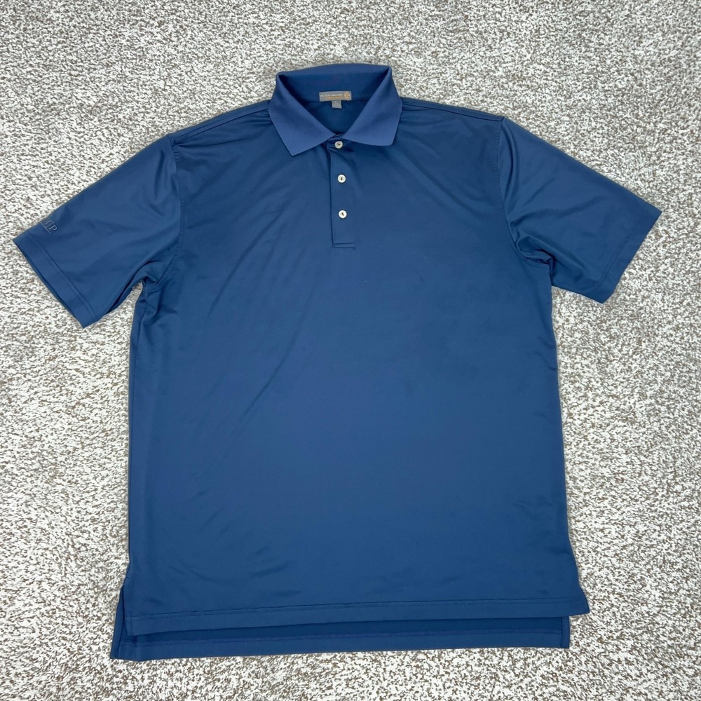Peter Millar Polo Shirt Mens Large Blue Summer Comfort Golf Stretch Performance